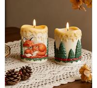 Fox Animal Pillar Candle Mold, 3D Silicone Mold for DIY Aromatherapy Candles, Wax, Resin Casting & Polymer Clay, Decorative Craft Mold for Home Decor (White-2pcs)