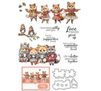 Fox Animal Stamps and Cutting Dies for Card Making DIY Transparent Silicone Clear Stamp and Metal Die Cuts Sets for Scrapbooking Paper Greeting Cards Decor Seals Craft Supplies