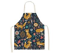 Fox Aprons Unisex Dinner Party Linen Nordic Cooking Bib Funny Pinafore Cleaning Aprons Home Accessory (Dark Blue Flowers - Childrens)