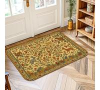 Fox Area Rug, Autumn Nature Squirrel Rabbit Fall Yellow Non-Slip Doormat Rectangle Print Accents Rug Entryway Bathroom Kitchen Doorway Decor 2' X 3'