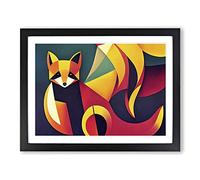 Fox Art Deco Abstract Framed Print | A2 Black Framed Wall Art | Ready to Hang | Art Deco Animal Picture | Living Room Bedroom Lounge Office