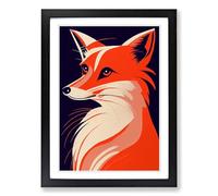 Fox Art Deco Style Framed Print | A2 Black Framed Wall Art | Ready to Hang | Art Deco Animal Picture | Living Room Bedroom Lounge Office