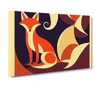 Fox Art Nouveau Abstract Canvas Wall Art Print Ready to Hang, Framed Picture for Living Room Bedroom Home Office Décor, 30x20 Inch (76x50 cm)