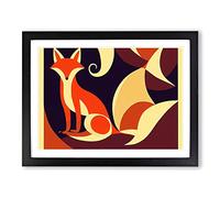 Fox Art Nouveau Abstract Framed Print | A2 Black Framed Wall Art | Ready to Hang | Abstract Animal Picture | Living Room Bedroom Lounge Office