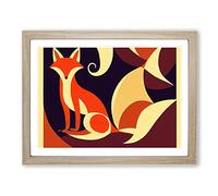 Fox Art Nouveau Abstract Framed Print | A2 Oak Framed Wall Art | Ready to Hang | Abstract Animal Picture | Living Room Bedroom Lounge Office