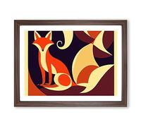Fox Art Nouveau Abstract Framed Print | A3 Walnut Framed Wall Art | Ready to Hang | Abstract Animal Picture | Living Room Bedroom Lounge Office