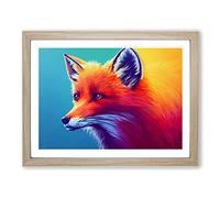 Fox Art Vol.3 Framed Print | A2 Oak Framed Wall Art | Ready to Hang | Modern Animal Picture | Living Room Bedroom Lounge Office