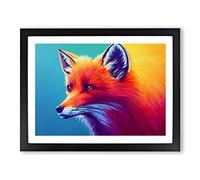 Fox Art Vol.3 Framed Print | A4 Black Framed Wall Art | Ready to Hang | Modern Animal Picture | Living Room Bedroom Lounge Office