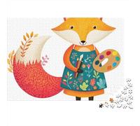 Fox Artist Palette Brushes Jigsaw Puzzles Puzzle for Adults Kids. 1000 Pieces Whimsical Challenge Toy Educational Games Home Decoration for Educational Games Gifts 52x38cm/1000pcs