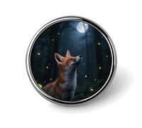 Fox at night1 Saharan Silver Ant Foraging Enamel Lapel Pins - Round Cute Badge Brooches, Unisex for Clothing, Hats, Bags & Backpacks