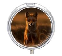Fox at Sunset Pill Box Cute Medicine Organizer Travel Pillbox Waterproof Portable Pill Container Holder to Hold Vitamins Medication Fish Oil and Supplements