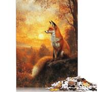 Fox at Sunset Puzzle for Adults And Teenagers 500 Pieces Wooden Puzzles for Adults & Teenager Family Activity Jigsaw Puzzles 500pcs (52x38cm)