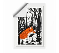 Fox at Winter Stream Boho Unframed Wall Art Print A3 (42×29.7cm), Wall Decor for Living Room, Bedroom, Office & Home, Art Gift