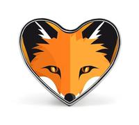 Fox Avatar Heart Shape Lapel Pin Personalized Pinback Button Badges Retro Punk Button Pin Kawaii Heart Badges for Men Women Clothes Bags Hats & Gift