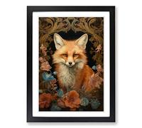 Fox Baroque Framed Print | A2 Black Framed Wall Art | Ready to Hang | Baroque Animal Picture | Living Room Bedroom Lounge Office