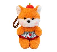 Fox Bear Plush Keychain, Mini Stuffed Animal with Striped Outfit Hat Decor, Bag Charm Ornament for Backpack, Birthday Gift for Girls Teens Collectors(Orange)