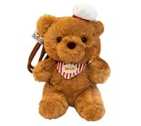 Fox Bear Plush Keychain, Mini Stuffed Animal with Striped Outfit Hat Decor, Bag Charm Ornament for Backpack, Birthday Gift for Girls Teens Collectors(Brown)