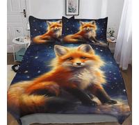Fox Bedding Set Duvet Cover Set 3D Comforter Cover 2 Pieces Bedspread Cover For Kids Teens Microfiber Easy Care And Super Soft Poly Cotton Quilt Cover Single (135x200cm)