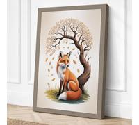 Fox Beneath Falling Leaves Canvas Wall Art Print 30x20 Inch