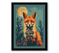 Fox Beneath the Moon Boho Framed Wall Art Print A1 (84.1×59.4cm) Black, Wall Decor for Living Room, Bedroom, Office & Home, Ready to Hang, Art Gift