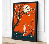 Fox Beneath the Moon Canvas Wall Art Print 24x16 Inch