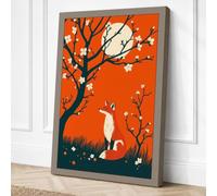 Fox Beneath the Moon Canvas Wall Art Print 30x20 Inch