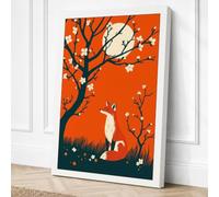 Fox Beneath the Moon Modern Canvas Wall Art Print 30x20 Inch (76 x 51 cm)