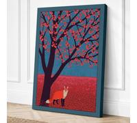 Fox Beneath the Tree Boho Canvas Wall Art Print 24x16 Inch
