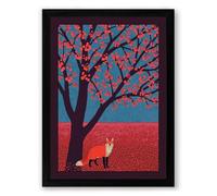 Fox Beneath the Tree Boho Framed Wall Art Print A1 (84.1×59.4cm) Black, Wall Decor for Living Room, Bedroom, Office & Home, Ready to Hang, Art Gift
