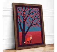 Fox Beneath the Tree Boho Framed Wall Art Print A1 Walnut Frame