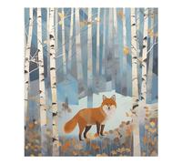 Fox Birch Forest Dishwasher Front Panel Magnetic Cover, Refrigerator Decorative Cover