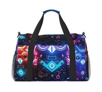 Fox Bird Owl Bear Rabbit Print Travel Duffel Bag for Men & Women, Foldable Travel Bags and Spacious Weekender Tote Bag for Storage Toiletry Luggage Personal Item, Black, L