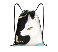 Fox Black Gold Gym Bag Unisex Drawstring Bag Lightweight String Backpack For School Running Party 36X42Cm
