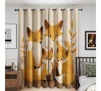 Fox Blackout Curtains, 54 Drop, Kids Cartoon Forest Animal Printed Curtains for Living Room, Bedroom, Eyelet Drapes for Window Home Decor, 66x54 Inch 2 Panels Gd0334