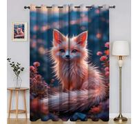 Fox Blackout Curtains Flowers Window Treatments, Eyelet Curtain, Thermal Insulated Super Soft Microfiber Curtains & Drapes 66x54 Inch 2 PanelsH1600