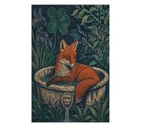 Fox Botanical Bath Jigsaw Puzzle 1000 Pieces in Wood, Brain Teaser