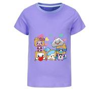 Fox & Box Girls' Summer Cartoon Short Sleeve T-Shirt Cute Kids Cotton Princess Top Tee Children Soft Fashion Clothes (UK, Age, 5 Years, 6 Years, Regular, Purple)