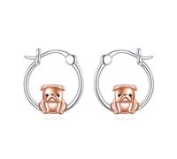 Fox / Bulldog / Highland Cow for Women 925 Sterling Silver Cute Animal Hoop Earrings Jewellery Gifts, 18mm, Sterling Silver, No Gemstone
