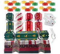 Fox·Bunny Christmas Crackers, 24Pcs Make Your Own Christmas Crackers Kit, with Hats Joke Cards for Christmas Family Crackers Gift