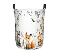 Fox Bunny Hamper Baskets Foldable Fabric Clothes Hampers Storage Organizer Bin for Toys Home Bedroom Decor-S