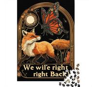 Fox & Butterfly Art Print Jigsaw Puzzles Puzzles for Adults Kids. 1000 Piece Impossible Challenge Toy Educational Games Home Decoration for Educational Games Gifts 38x26cm/1000pcs