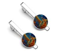 Fox Butterfly Flowers Man Tie Clip 2Pcs Tie Bar Clip Set Men's Accessories Fit Wedding Anniversary Business