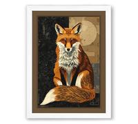 Fox by Moonlight Vintage Framed Wall Art Print A3 (42×29.7cm) White, Wall Decor for Living Room, Bedroom, Office & Home, Ready to Hang, Art Gift