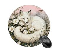 Fox Camellia Cluster Round Mouse Pads Non-Slip Rubber Base Mouse Mat Cute Mousepad Funny Computer Desk Accessories for Office Home Gaming Work 7.8 X7.8 Inch