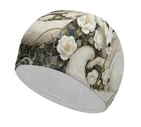 Fox Camellia Cluster Swim Cap High Elasticity Anti Slip Waterproof Comfortable Swim Hat Bathing Cap for Men Women