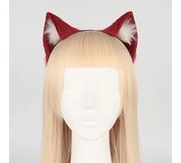 Fox Cat Ear Headband, Blue Faux Fur ，Red & White