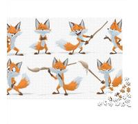 Fox Character Design Pack Jigsaw Puzzles Puzzles for Adults Kids. 1000 Piece Impossible Challenge Toy Educational Game Home Decoration for Adults& Kids Age 14 Years Up 52x38cm/1000pcs