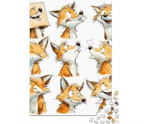 Fox Character Expressions Jigsaw Puzzles Puzzle for Adults Kids. 1000 Pieces Great Gifts Challenge Toy Educational Game Home Decoration for Adults& Kids Age 14 Years Up 38x26cm/1000pcs