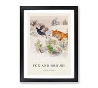Fox Chasing Bird By Bruno Liljefors Exhibition Museum Painting Framed Wall Art Print, Ready to Hang Picture for Living Room Bedroom Home Office Décor, Black A3 (34 x 46 cm)