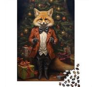 Fox Christmas 1000 Piece Jigsaw Puzzle, 38x26cm/1000pcs, for Adults, White Cardboard Pieces, Screen-Free Leisure And Time at Home